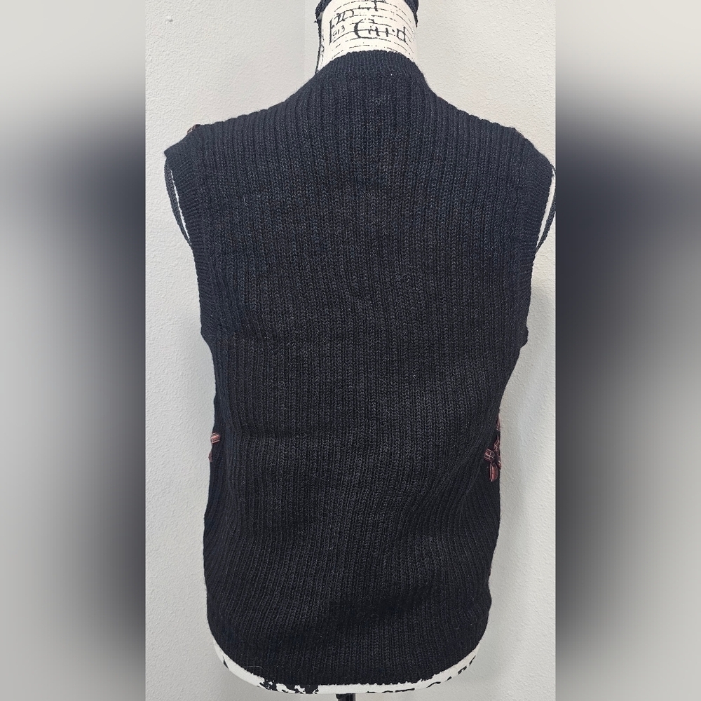 Vintage 90s Pendleton Sweater Vest Womens Petite Small Black Wool Ugly Christmas - Picture 5 of 12